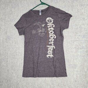 Next Level Apparel Womens Oktoberfest Heather Gray T-Shirt Medium Cotton Blend